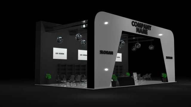 White and Black Booth Exhibition Stand Stall 3D 模型 .c4d .max .obj .3ds .fbx .stl .blend 