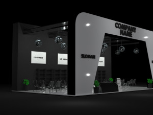 White and Black Booth Exhibition Stand Stall 3D Model