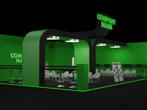 Green and Black Booth Exhibition Stand Stall 3D Model