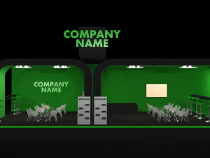 Green and Black Booth Exhibition Stand Stall 3D Model