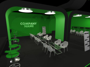 Green and Black Booth Exhibition Stand Stall 3D Model