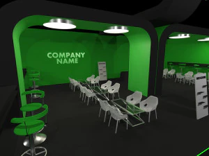 Green and Black Booth Exhibition Stand Stall 3D Model