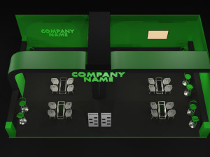 Green and Black Booth Exhibition Stand Stall 3D Model