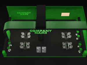 Green and Black Booth Exhibition Stand Stall 3D Model