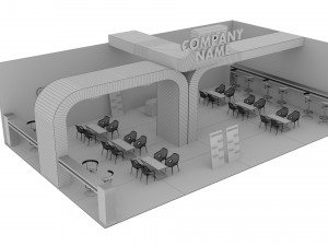 Green and Black Booth Exhibition Stand Stall 3D Model