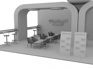 Green and Black Booth Exhibition Stand Stall 3D Model