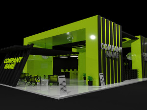 Green Booth Exhibition Stand Stall 3D Модель