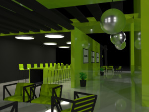 Green Booth Exhibition Stand Stall Modello 3D