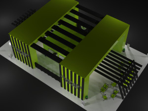 Green Booth Exhibition Stand Stall Modello 3D
