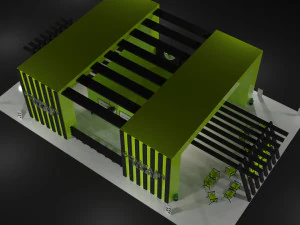 Green Booth Exhibition Stand Stall 3D Model