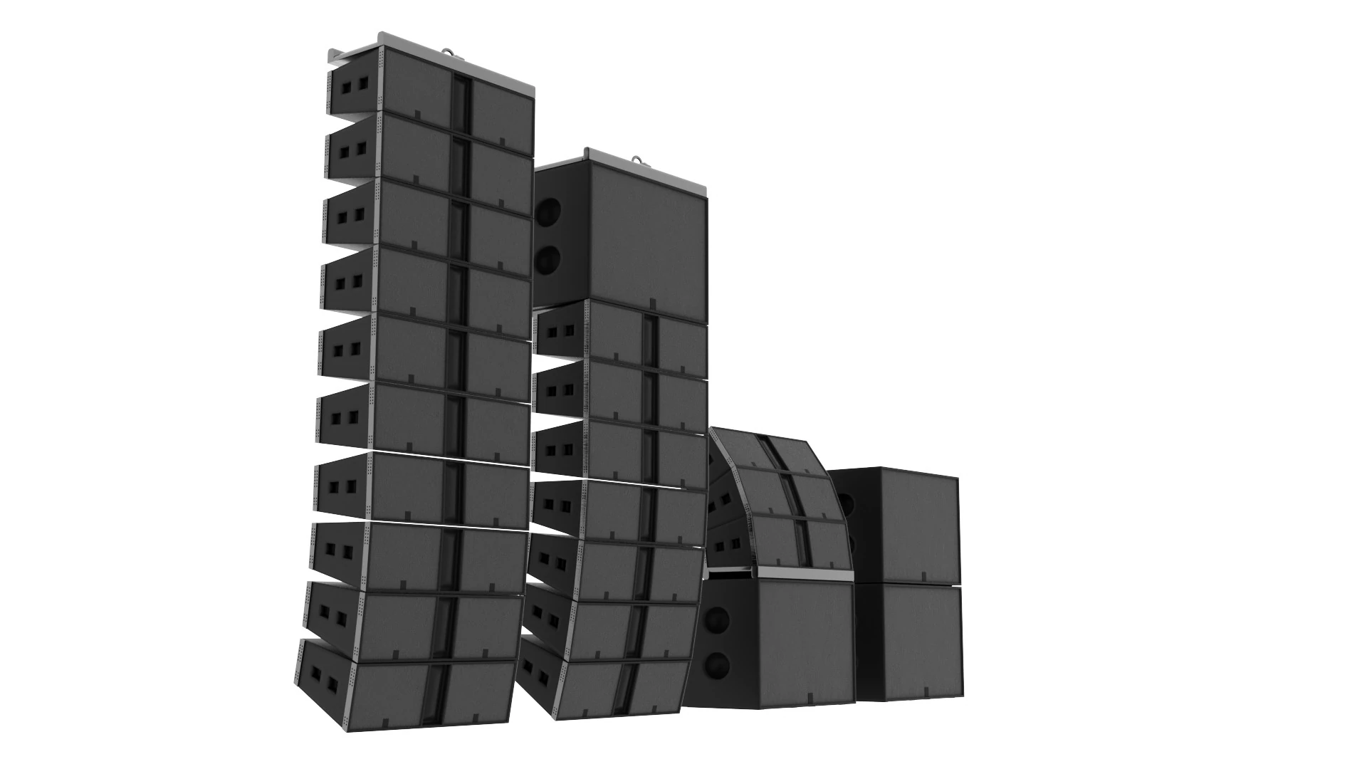 Concert Sound System Line Array 3D Model .c4d .max .obj .3ds .fbx .stl .blend 