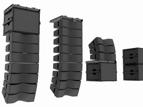 Concert Sound System Line Array L-Acoustics Kiva 2 Setup 3D Model