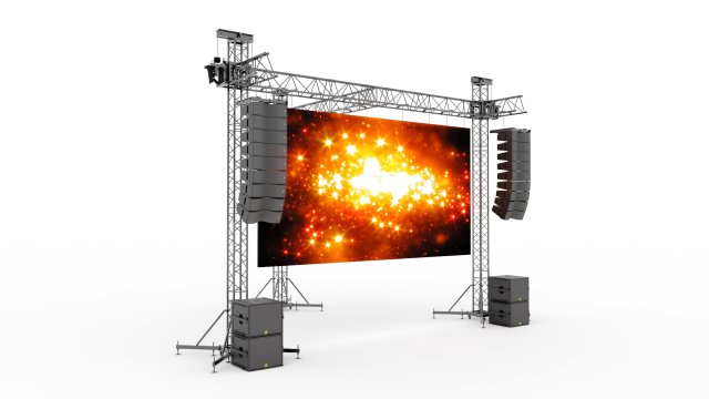 Truss Linearray Speakers and Led Screen Model Model 3D .c4d .max .obj .3ds .fbx .stl .blend 