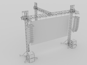 Truss Linearray Speakers and Led Screen Model Model 3D