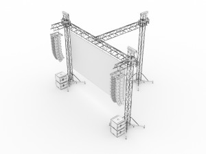 Truss Linearray Speakers and Led Screen Model Model 3D