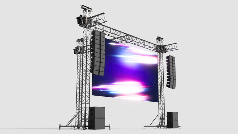 Truss Linearray Speakers and Led Screen Model 3D Model .c4d .max .obj .3ds .fbx .stl .blend