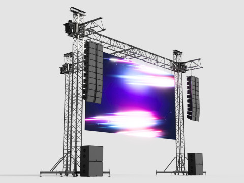 Truss Linearray Speakers and Led Screen Model 3D 模型