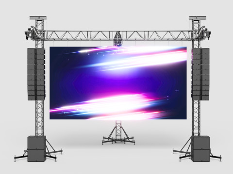 Truss Linearray Speakers and Led Screen Model 3D Model