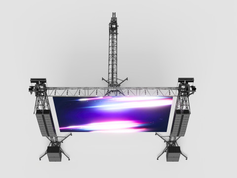 Truss Linearray Speakers and Led Screen Model 3D Model