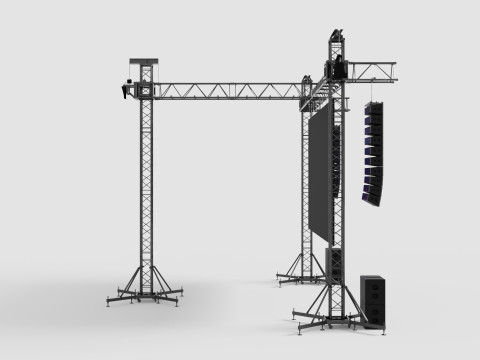 Truss Linearray Speakers and Led Screen Model 3D Model