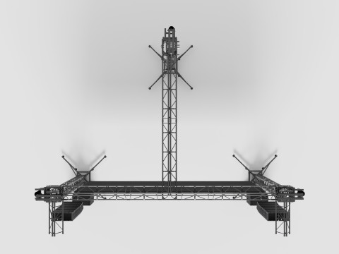 Truss Linearray Speakers and Led Screen Model 3D Model