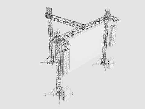 Truss Linearray Speakers and Led Screen Model 3D Model