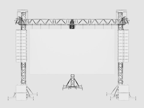 Truss Linearray Speakers and Led Screen Model 3D Model