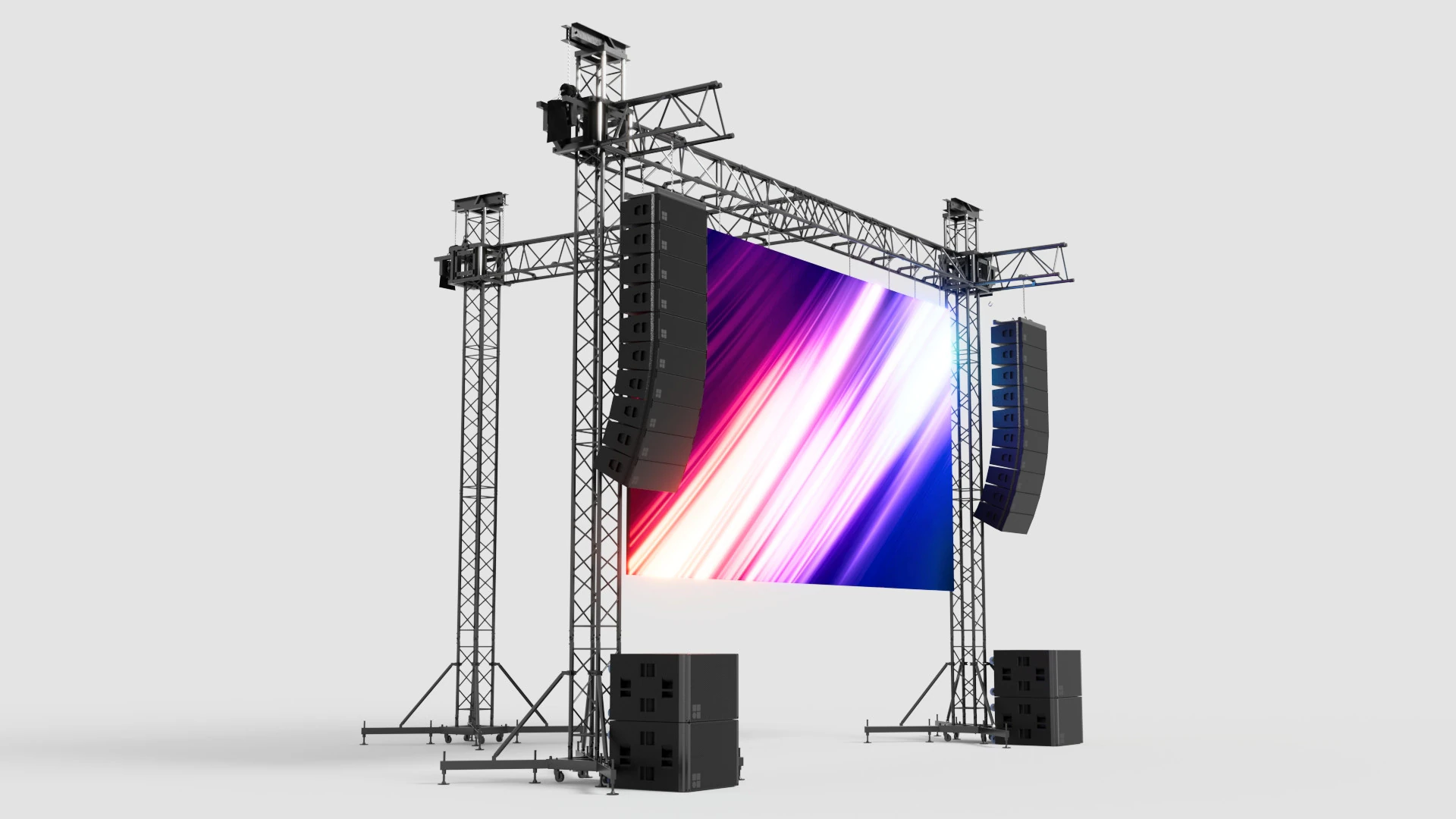 Truss Linearray Speakers and Led Screen Model 3D Model .c4d .max .obj .3ds .fbx .stl .blend