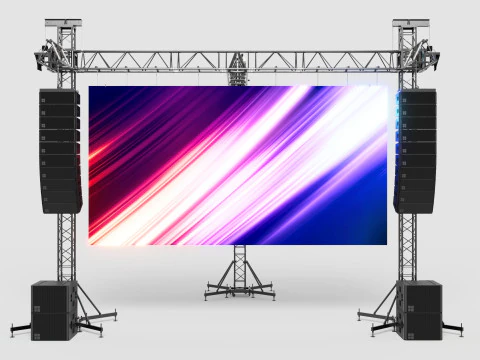 Truss Linearray Speakers and Led Screen Model 3D Model