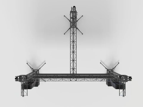Truss Linearray Speakers and Led Screen Model 3D Model
