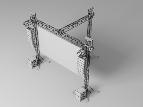 Truss Linearray Speakers and Led Screen Model Modelo 3D