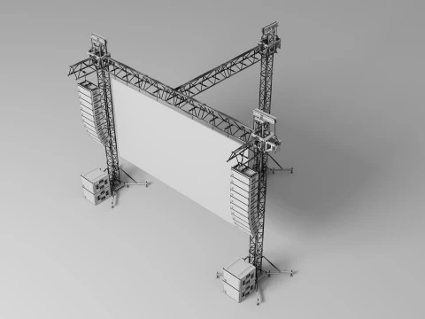 Truss Linearray Speakers and Led Screen Model 3D Model