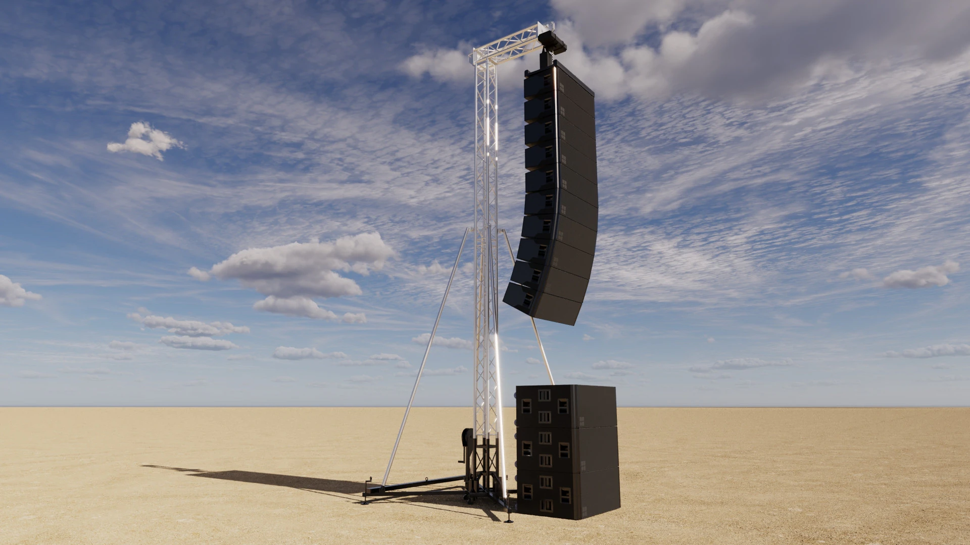 Concert Speaker Tower 3D Model .c4d .max .obj .3ds .fbx .stl .blend