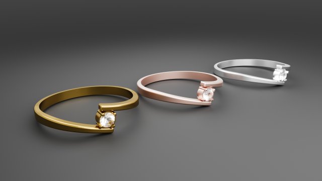 One Stone Ring Modern Modelo de Impressão 3D .c4d .max .obj .3ds .fbx .stl .blend 