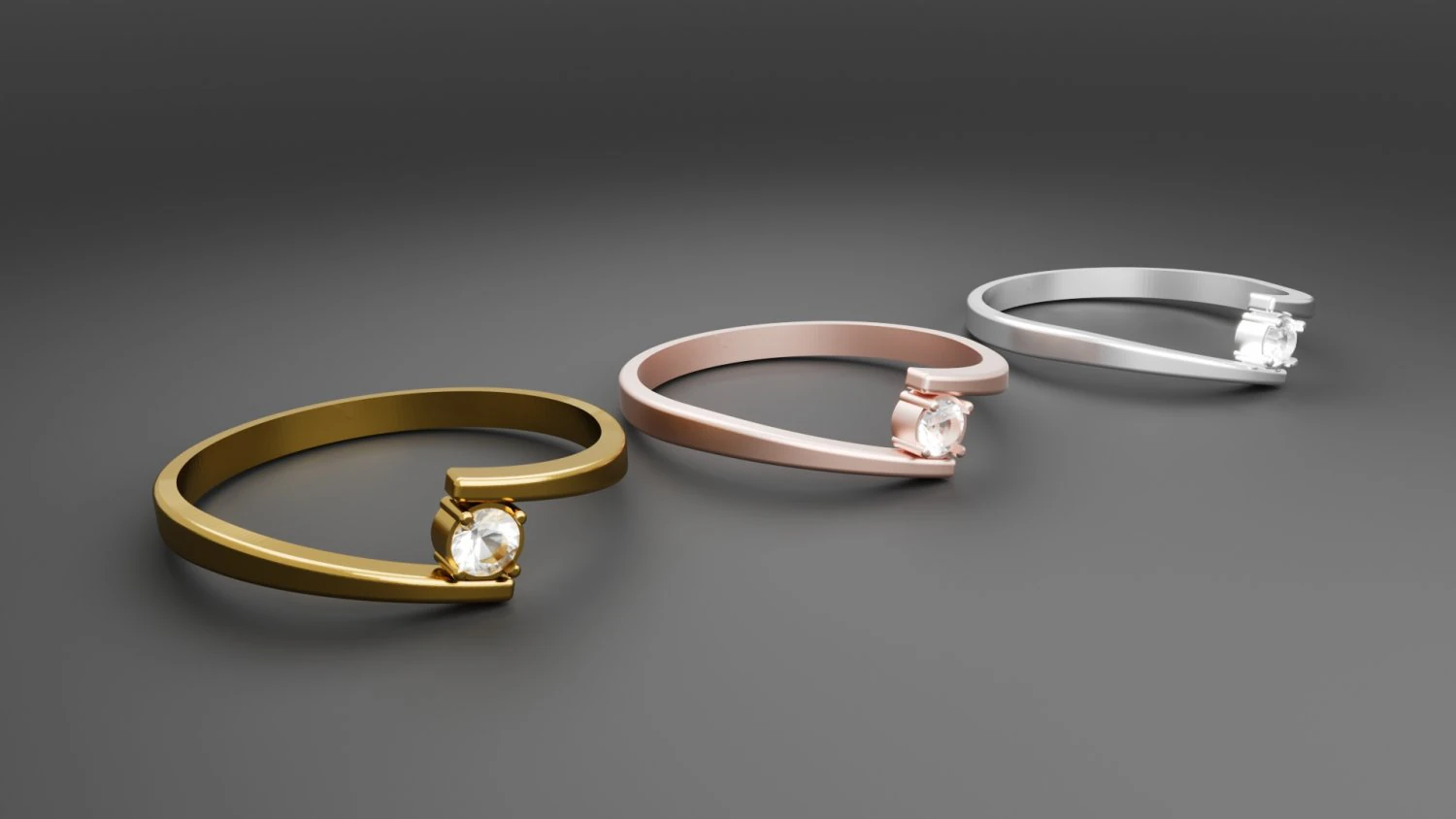 One Stone Ring Modern 3D Print Model .c4d .max .obj .3ds .fbx .stl .blend 