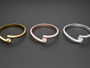 One Stone Ring Modern 3D Print Model