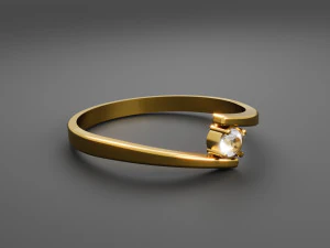 One Stone Ring Modern 3D Print Model