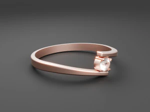 One Stone Ring Modern 3D Print Model