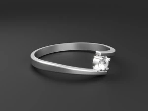 One Stone Ring Modern 3D Print Model