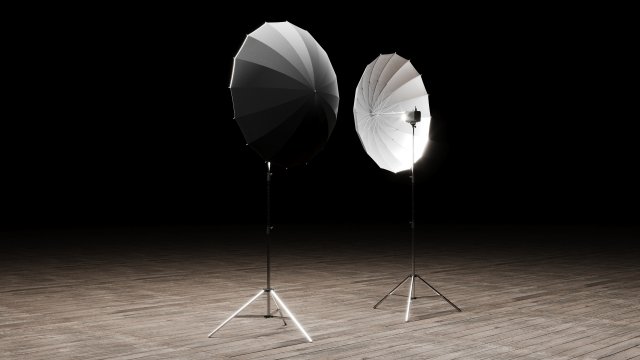 Photo Studio Umbrella Light 3D Model .c4d .max .obj .3ds .fbx .stl .blend 