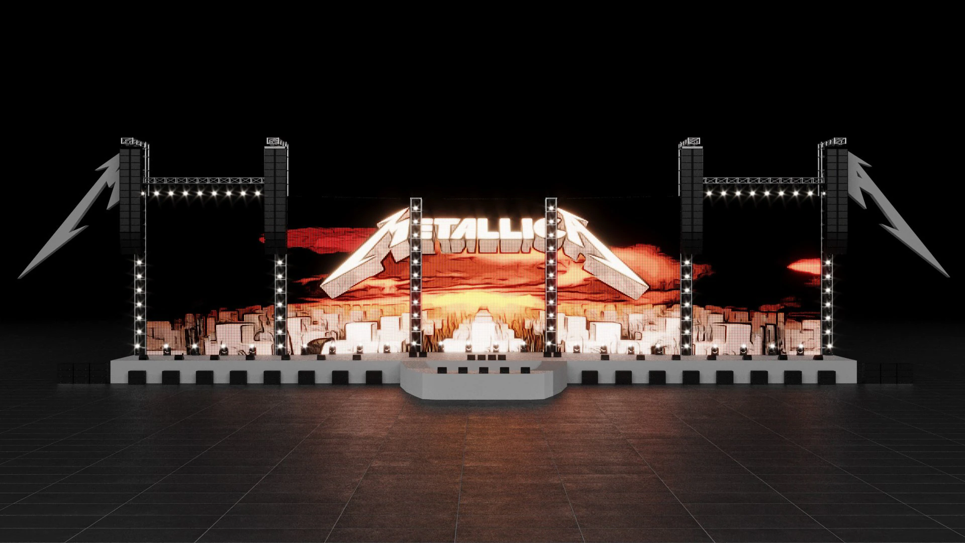 Metallica Slane Castle 2019 Concert Stage 3D Model .c4d .max .obj .3ds .fbx .stl .blend 