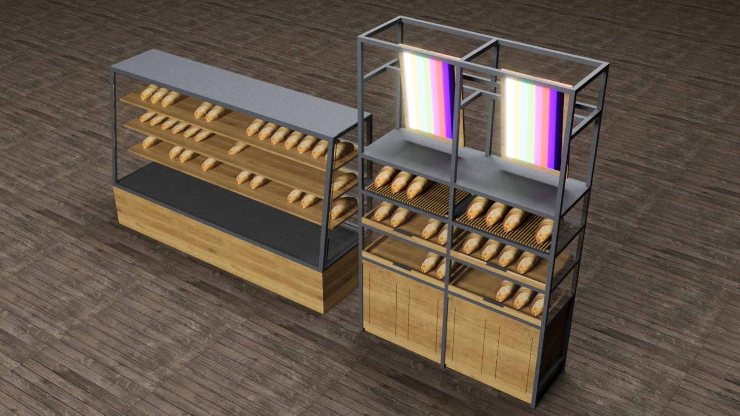 ベーカリーディスプレイコレクション 3Dモデル .c4d .max .obj .3ds .fbx .stl .blend 