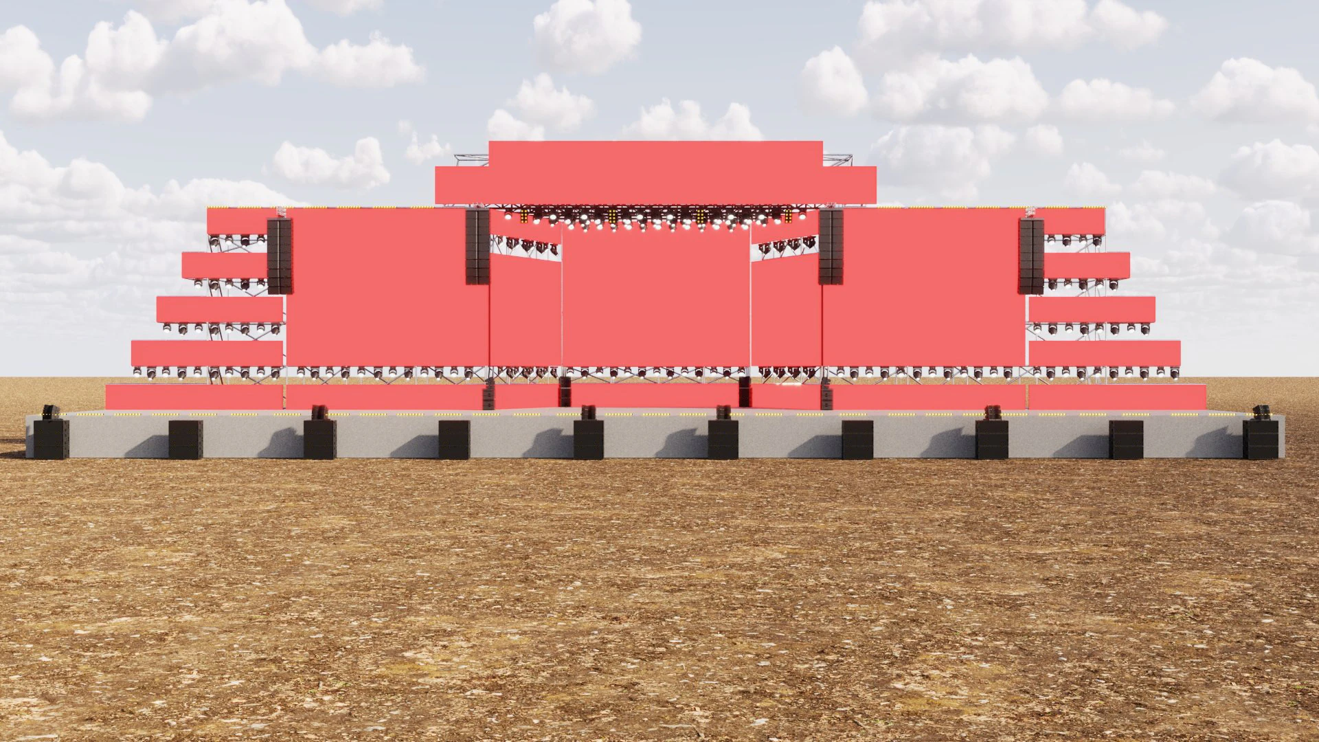 Grand Concert Stage Design Detailed 3D Model .c4d .max .obj .3ds .fbx .stl .blend 