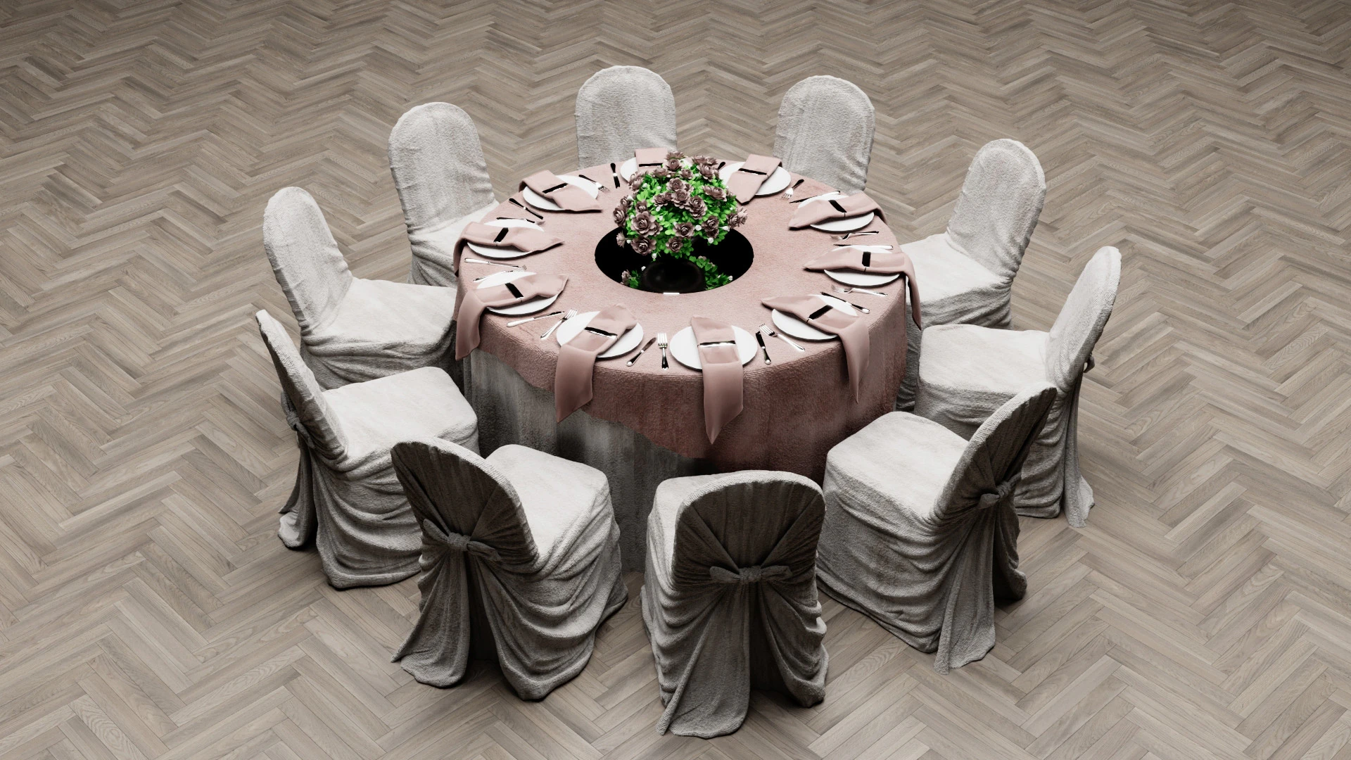 Detail Wedding Table 3D Model .c4d .max .obj .3ds .fbx .stl .blend 