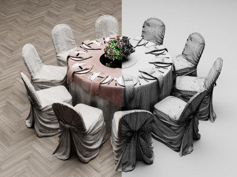 Detail Wedding Table 3D Model