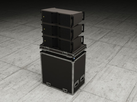 Hard Case and Line Array L-Acoustics Line Array KARA II Speakers 3D Model