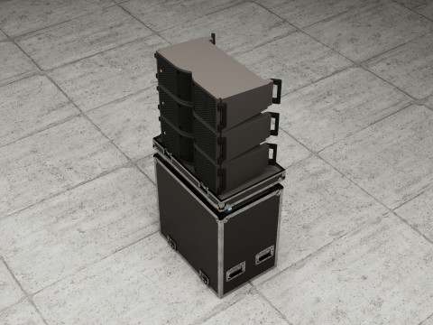 Hard Case and Line Array L-Acoustics Line Array KARA II Speakers Modèle 3D