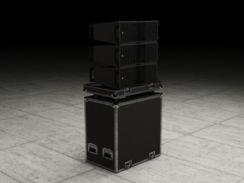 Hard Case and Line Array L-Acoustics Line Array KARA II Speakers Modèle 3D