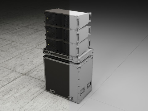 Hard Case and Line Array L-Acoustics Line Array KARA II Speakers Modèle 3D