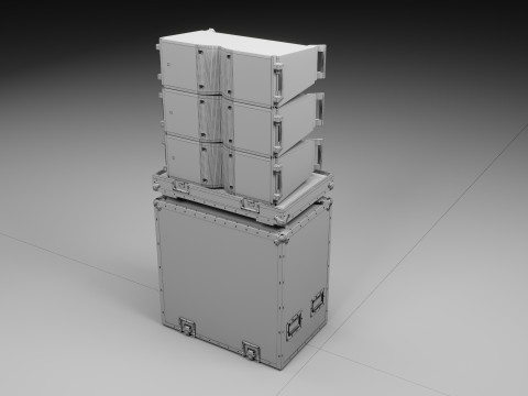 Hard Case and Line Array L-Acoustics Line Array KARA II Speakers Modèle 3D